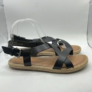 Torrid Strappy Sandals Shoes Black Womens Size6.5 WW Wide